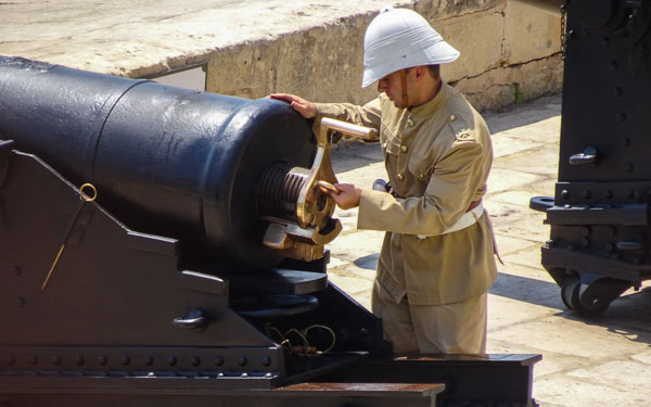 Maltese soldier with Noonday Gun.