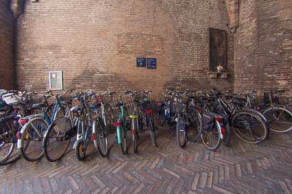 Ferrara bicycle parking in Castello Estense