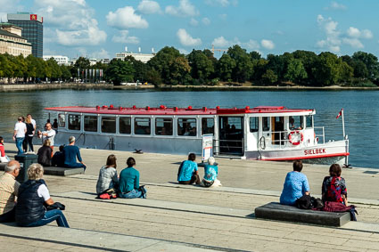 Sightseeing boat on Binnenalster, Hamburg