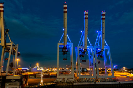 Cranes in Steinwerder industrial harbor, Port of Hamburg