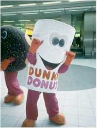 Dunkin' Donuts mascot in Schiphol Airport