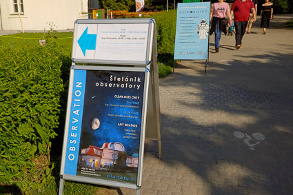 Sign for Štefánik Observatory and Astro Bistro, Prague