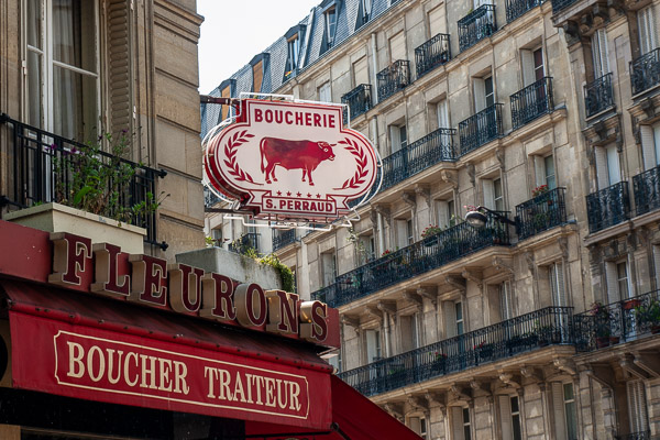 Butcher shop in Paris, France.