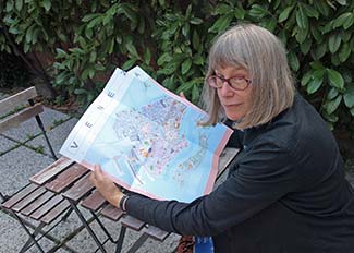 Cheryl reading Venice map