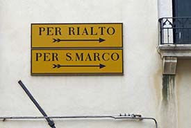 Sign for Rialto and San Marco