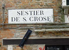 Sestiere di Santa Croce sign in Venice