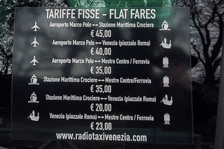 Venice taxi fares