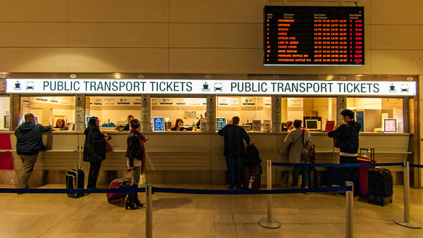 Venice Marco Polo Airport ticket counter for land and water buses.
