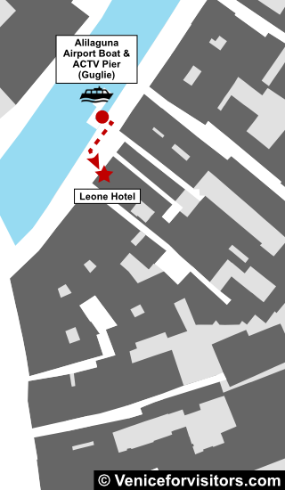Leone Hotel Map, Venice.