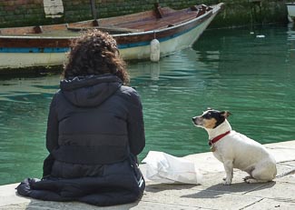Woman and dog in Venice